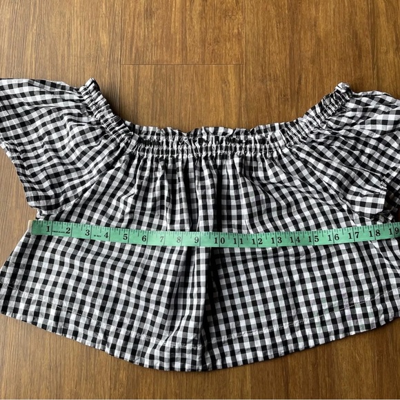 Wilfred Aritzia Crop Top Medium Garance Black White Gingham Off shoulder Blouse - Picture 10 of 10